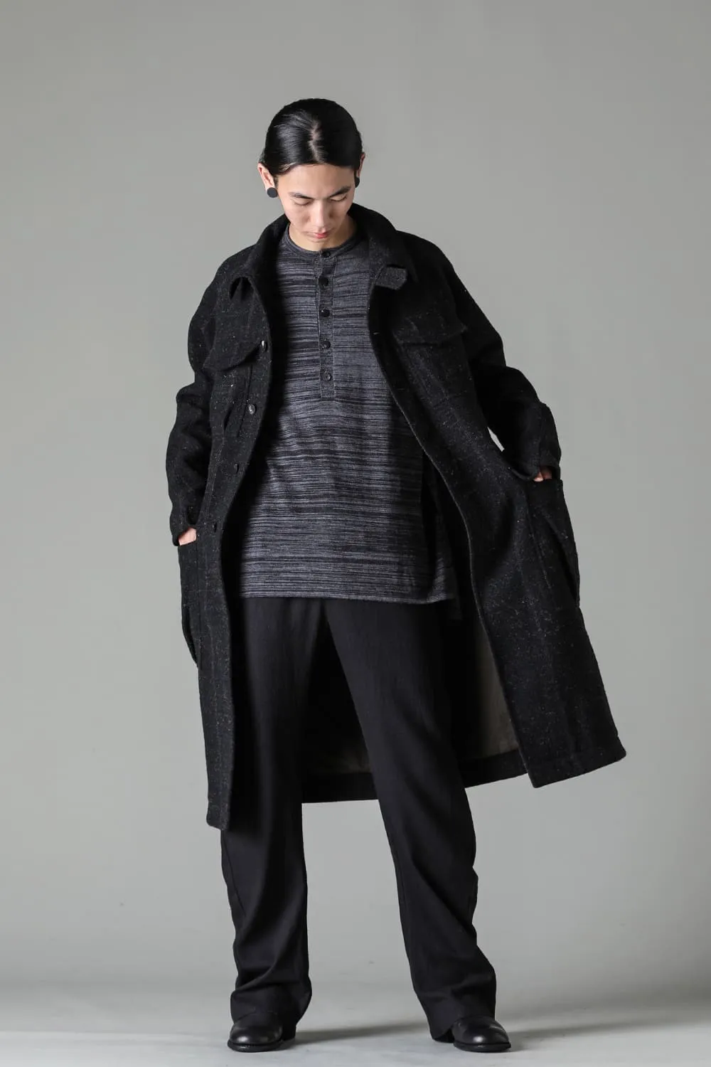 Hight neck coat Shetland wool