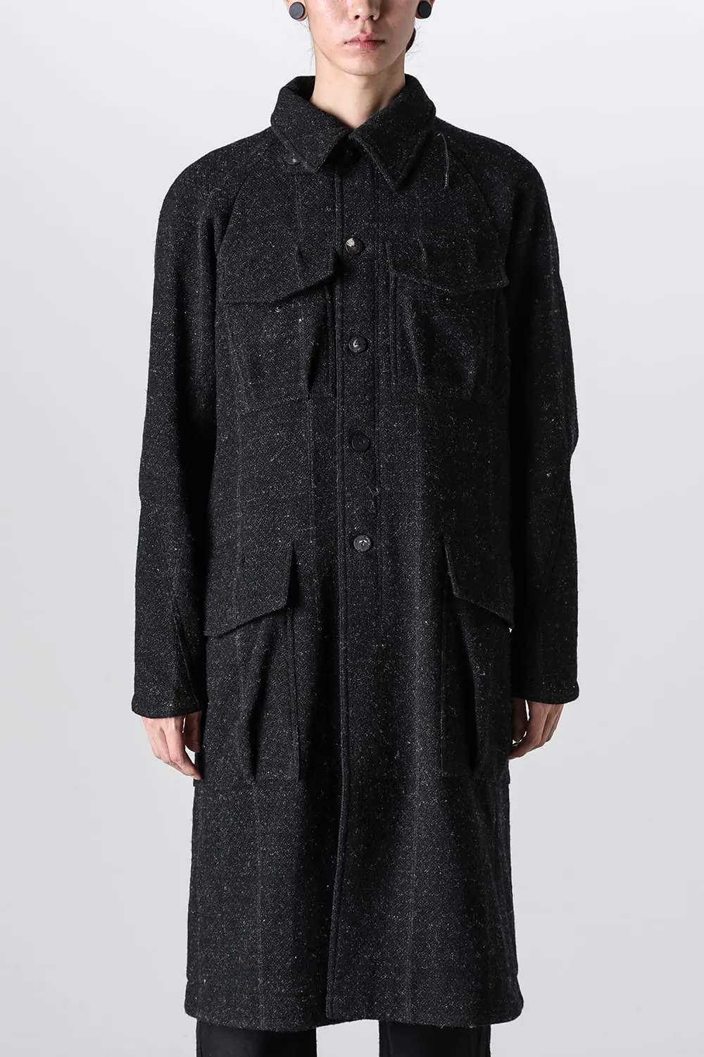 Hight neck coat Shetland wool