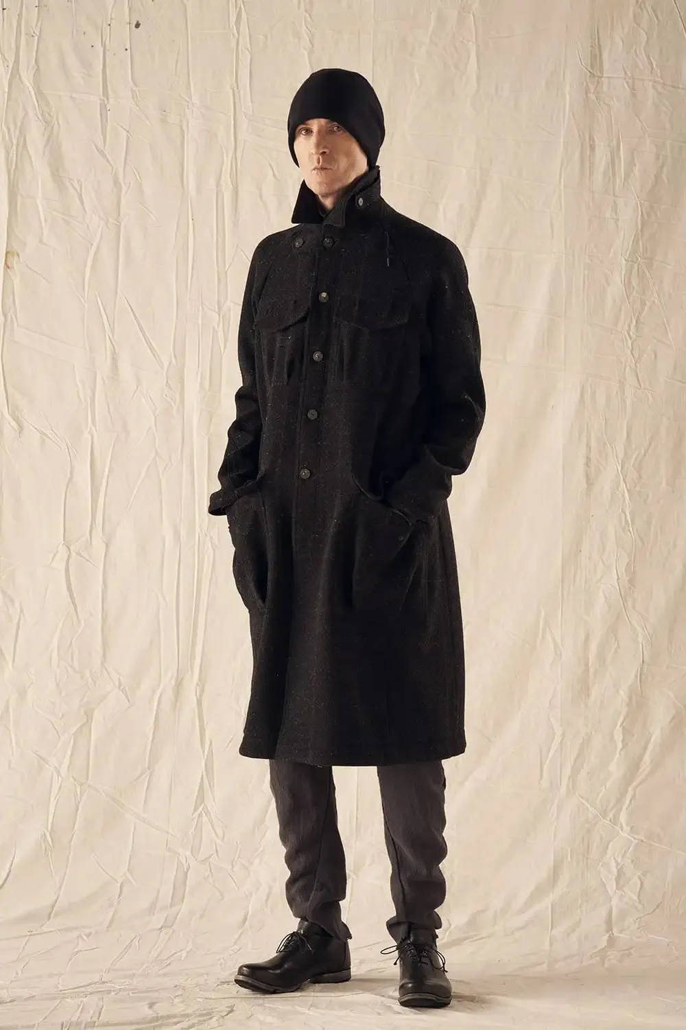 Hight neck coat Shetland wool