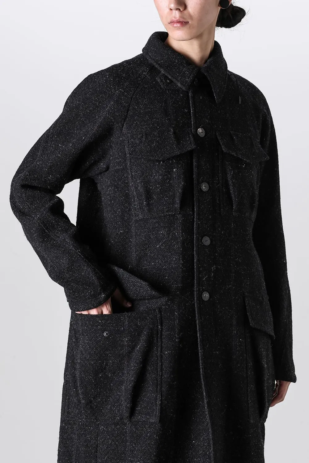 Hight neck coat Shetland wool