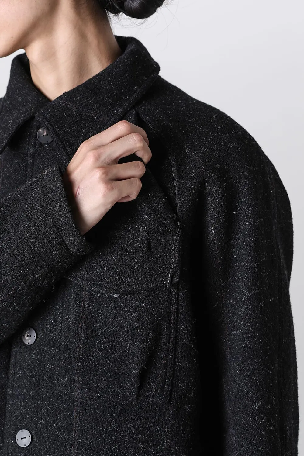 Hight neck coat Shetland wool