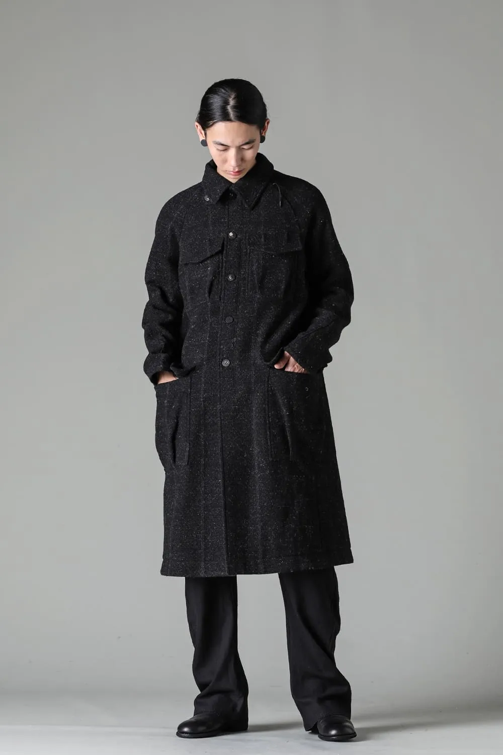 Hight neck coat Shetland wool