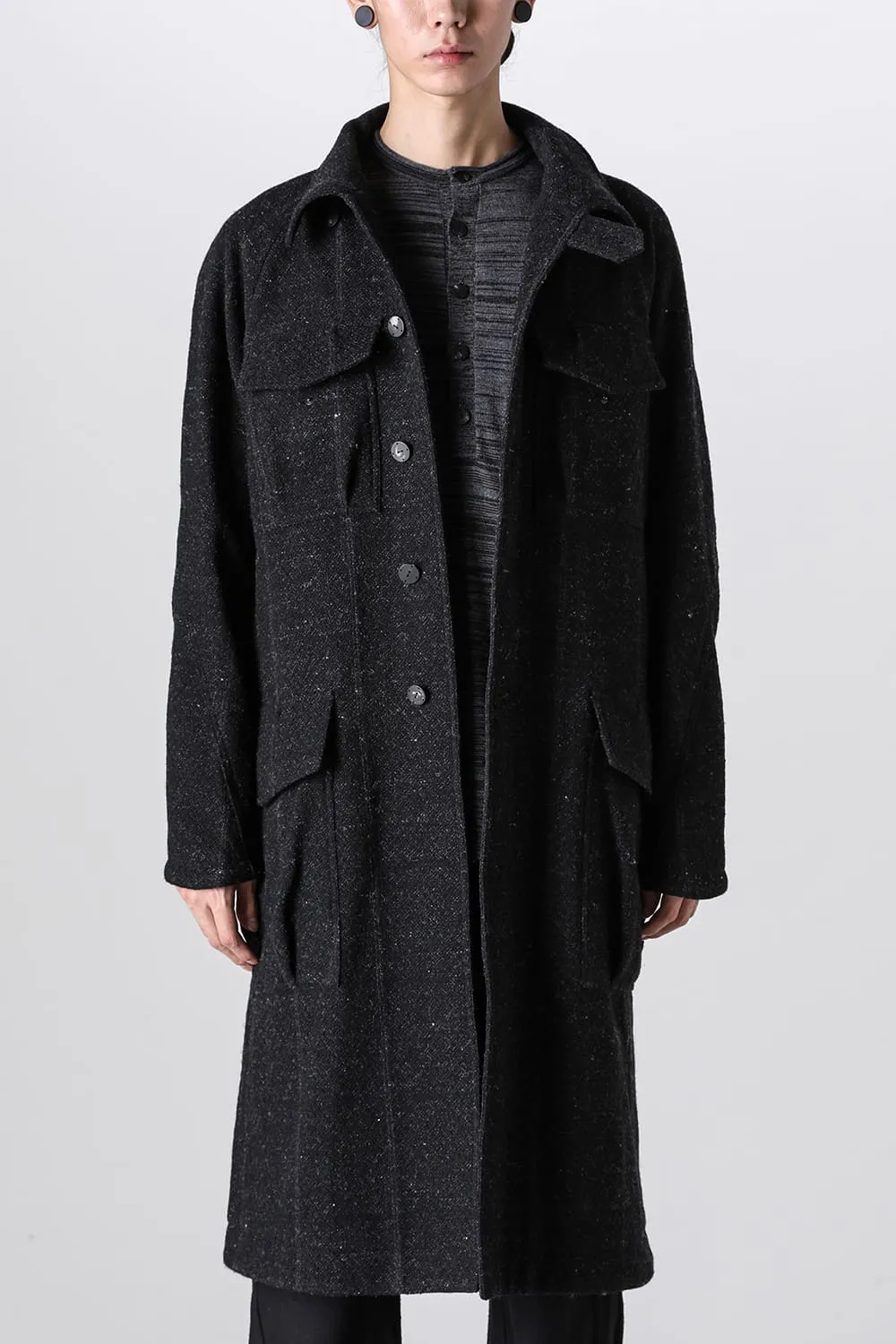 Hight neck coat Shetland wool