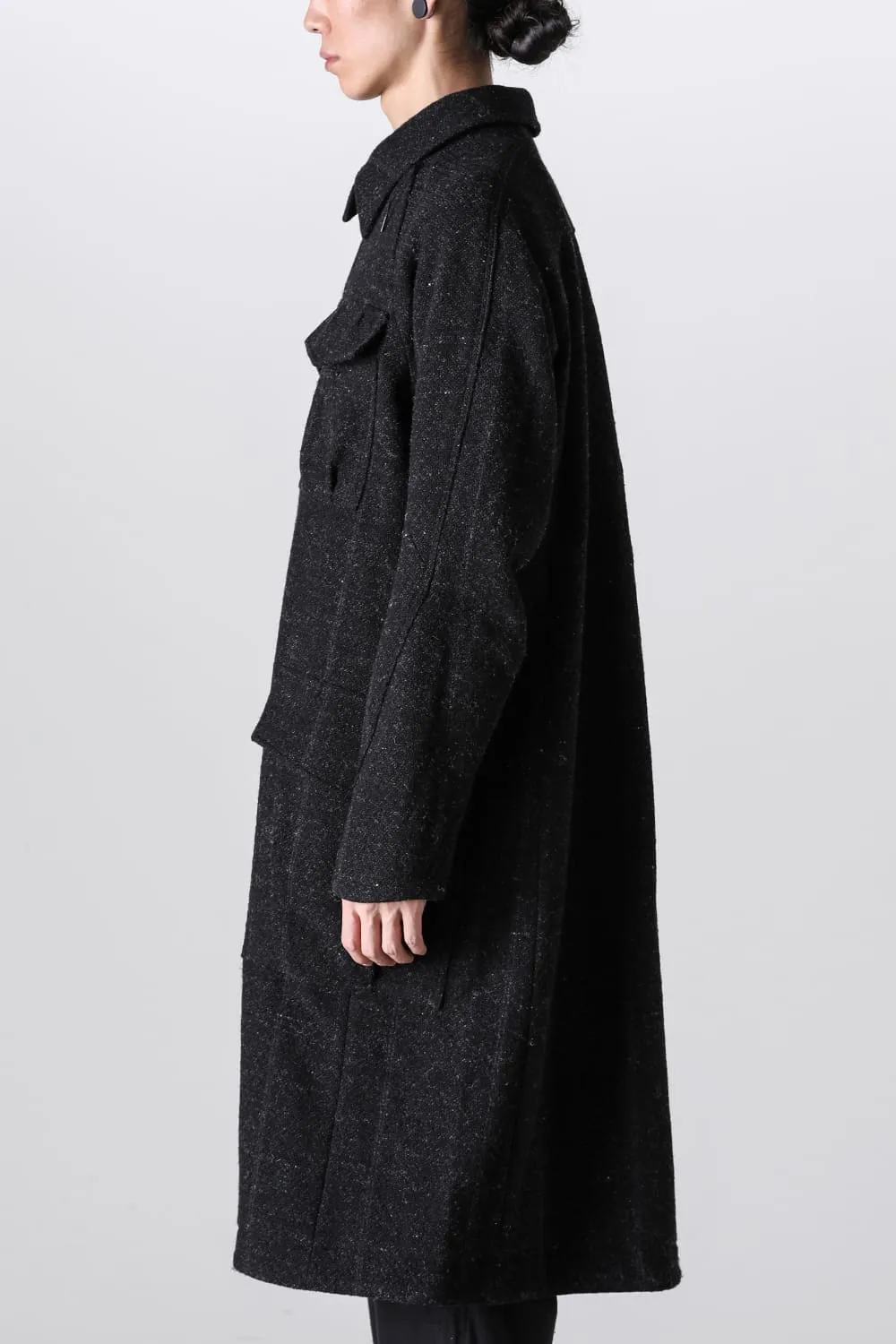 Hight neck coat Shetland wool