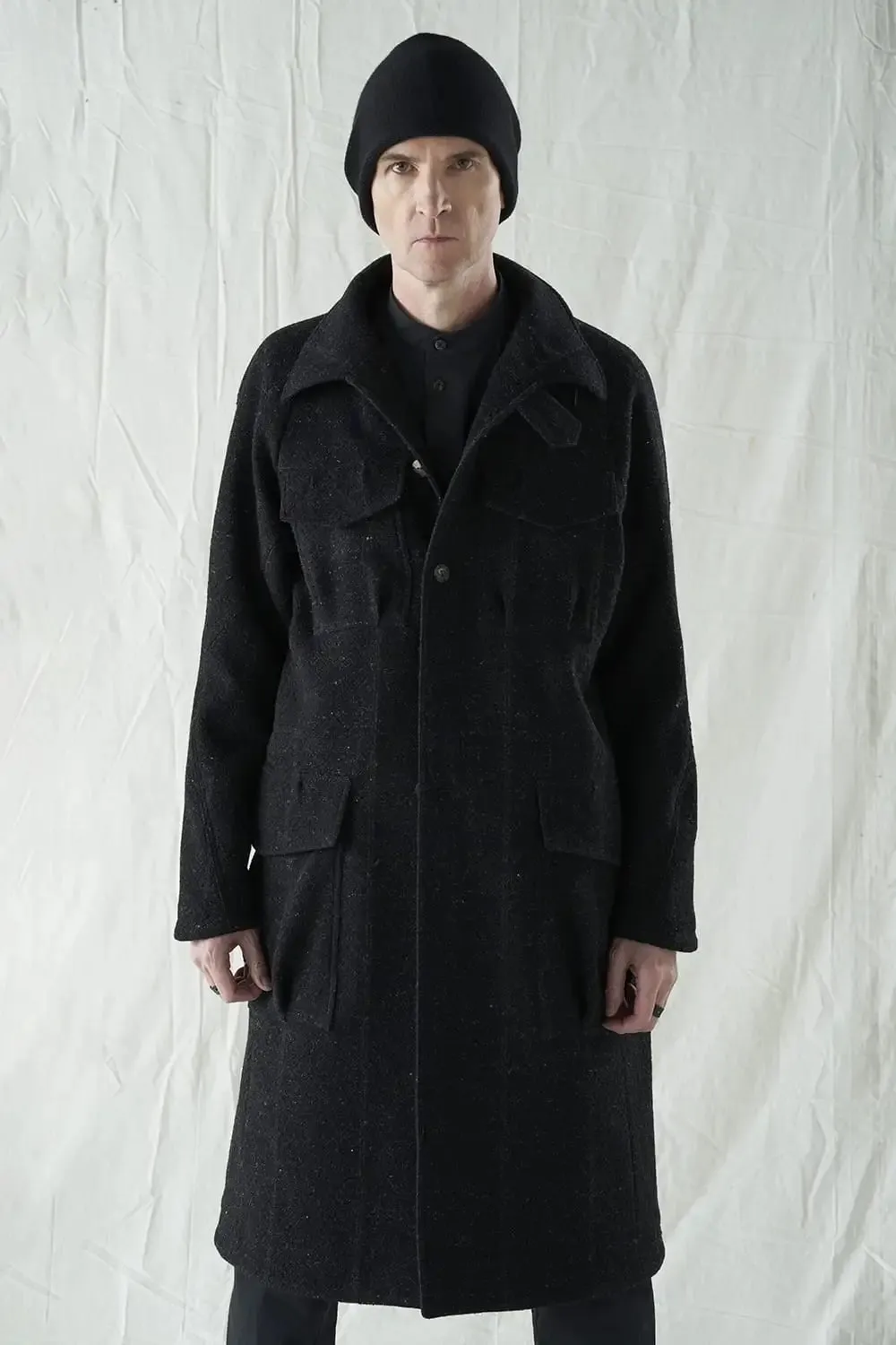 Hight neck coat Shetland wool