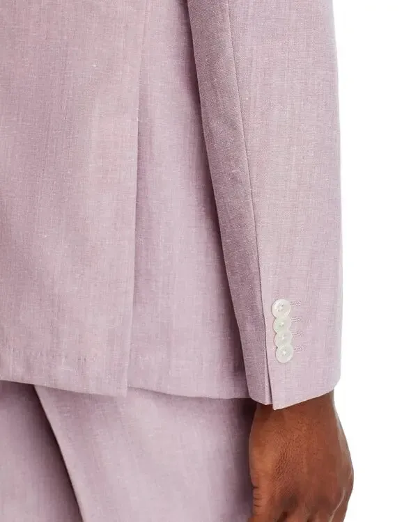 Hugo Boss Mens Hutson Mélange Cotton & Wool Blend Sport Coat 44R Pink Blazer