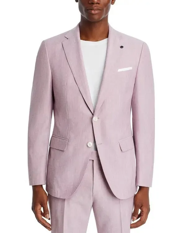 Hugo Boss Mens Hutson Mélange Cotton & Wool Blend Sport Coat 44R Pink Blazer