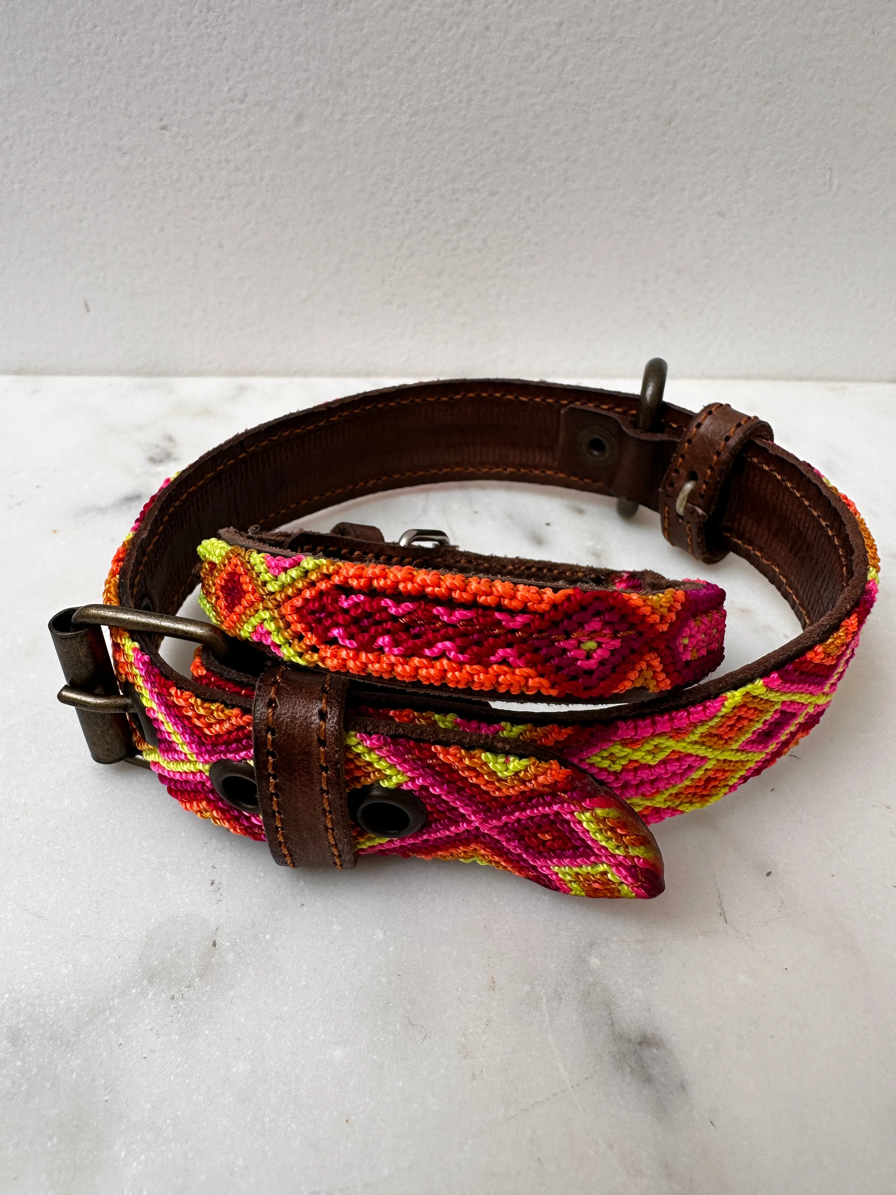 Huichol Fully Embroidered Dog Collar S7
