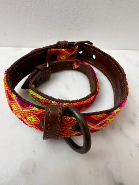 Huichol Fully Embroidered Dog Collar S7