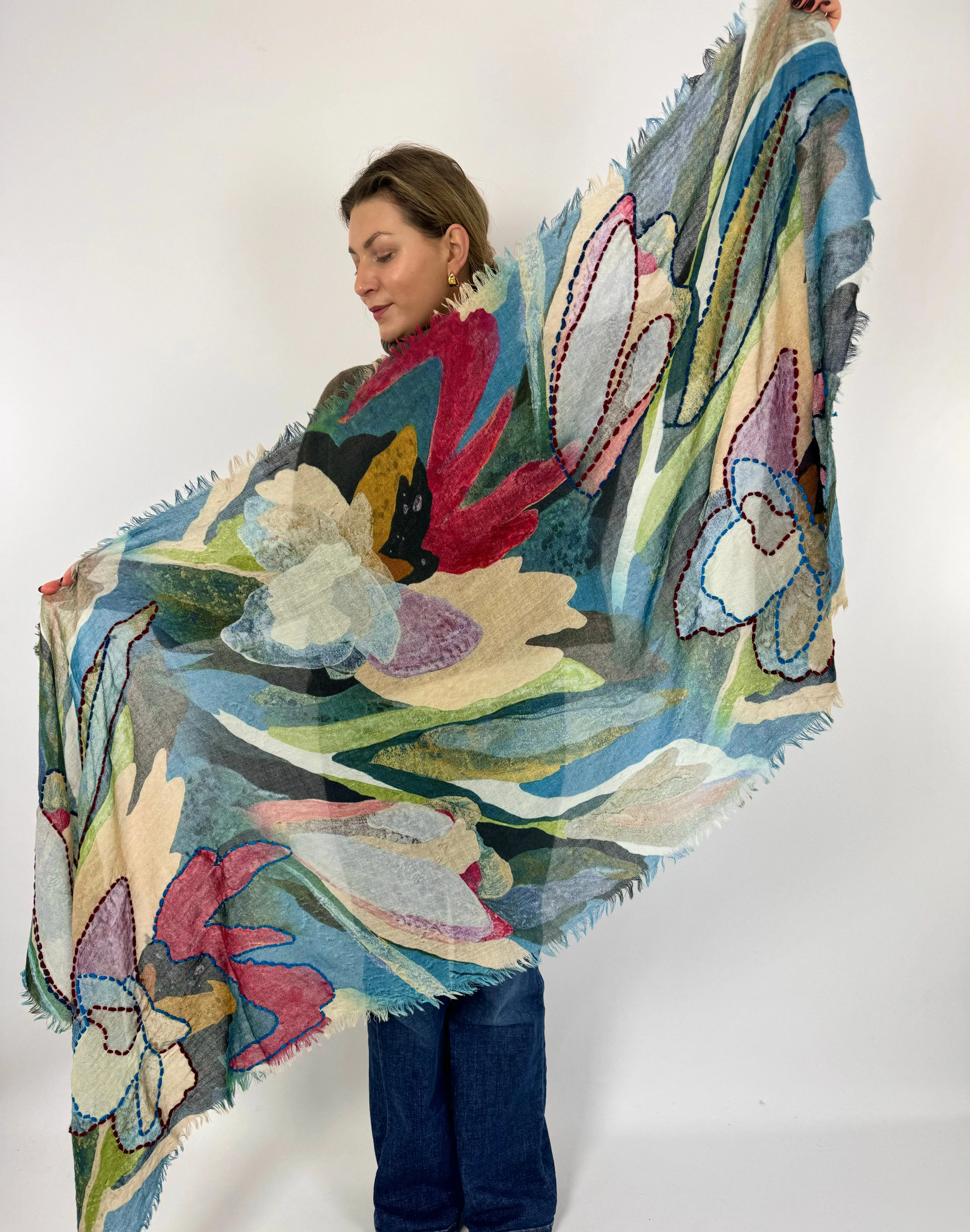 Jo Edwards Breezy Embroidered Scarf