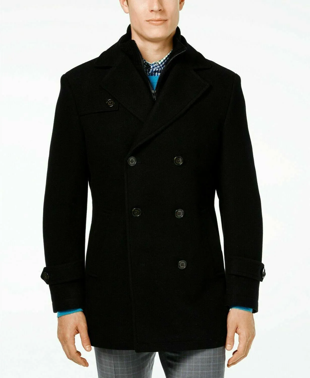 Lauren Ralph Lauren Labrada Wool-Blend Coat Peacoat 38R Black Bib Insert