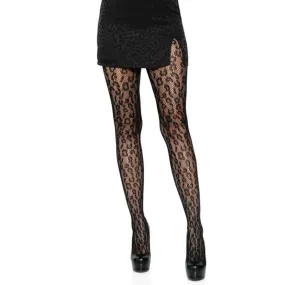 Leopard Net Tights- Black
