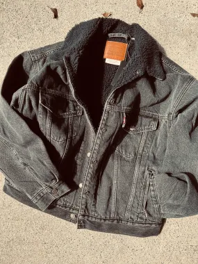 Levi's Black Denim Sherpa Trucker Jacket