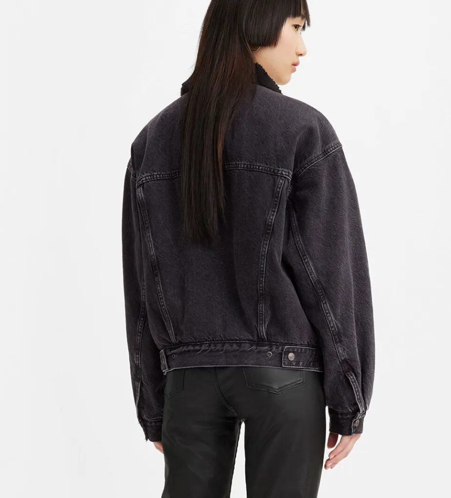 Levi's Black Denim Sherpa Trucker Jacket