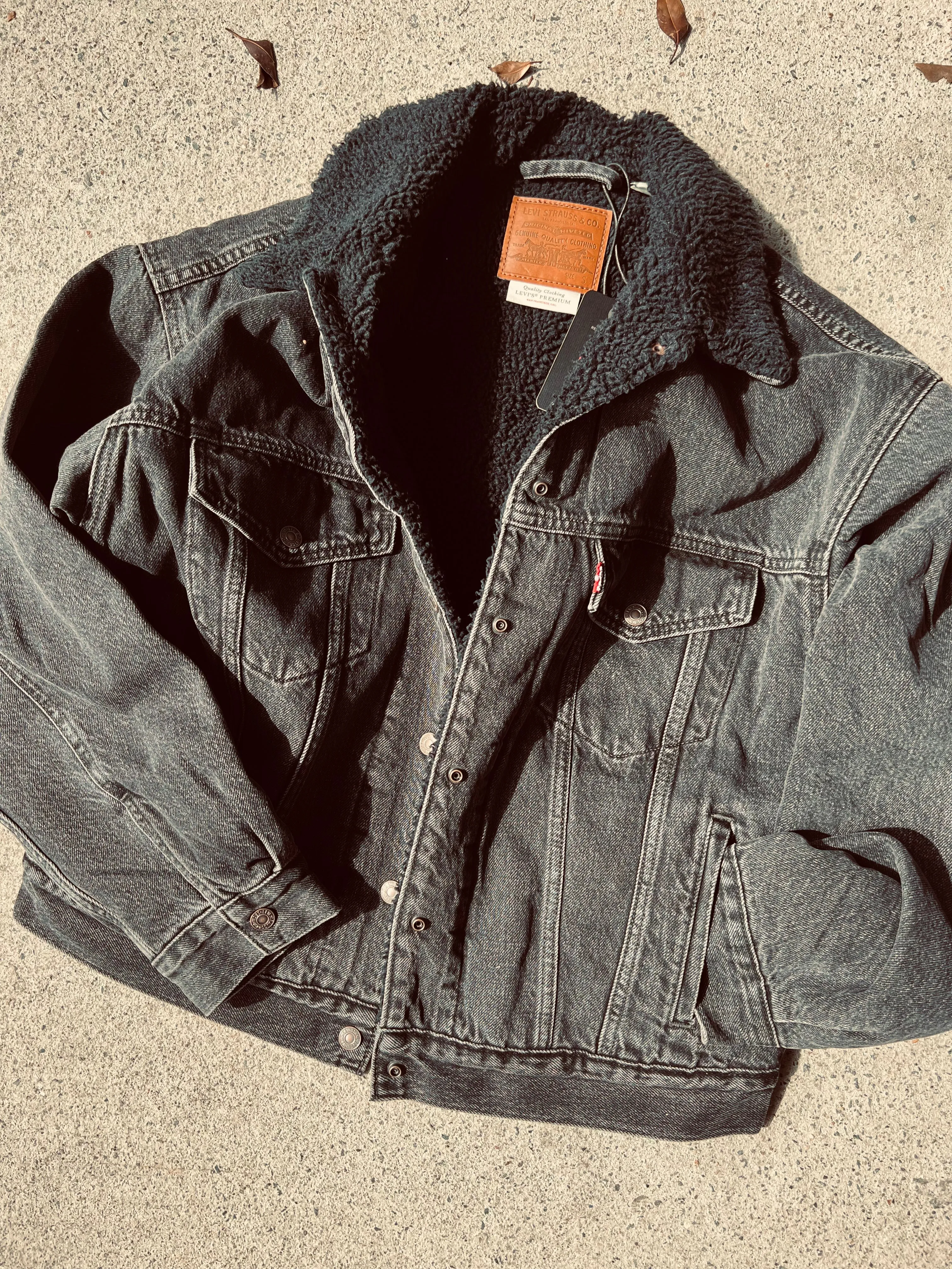 Levi's Black Denim Sherpa Trucker Jacket