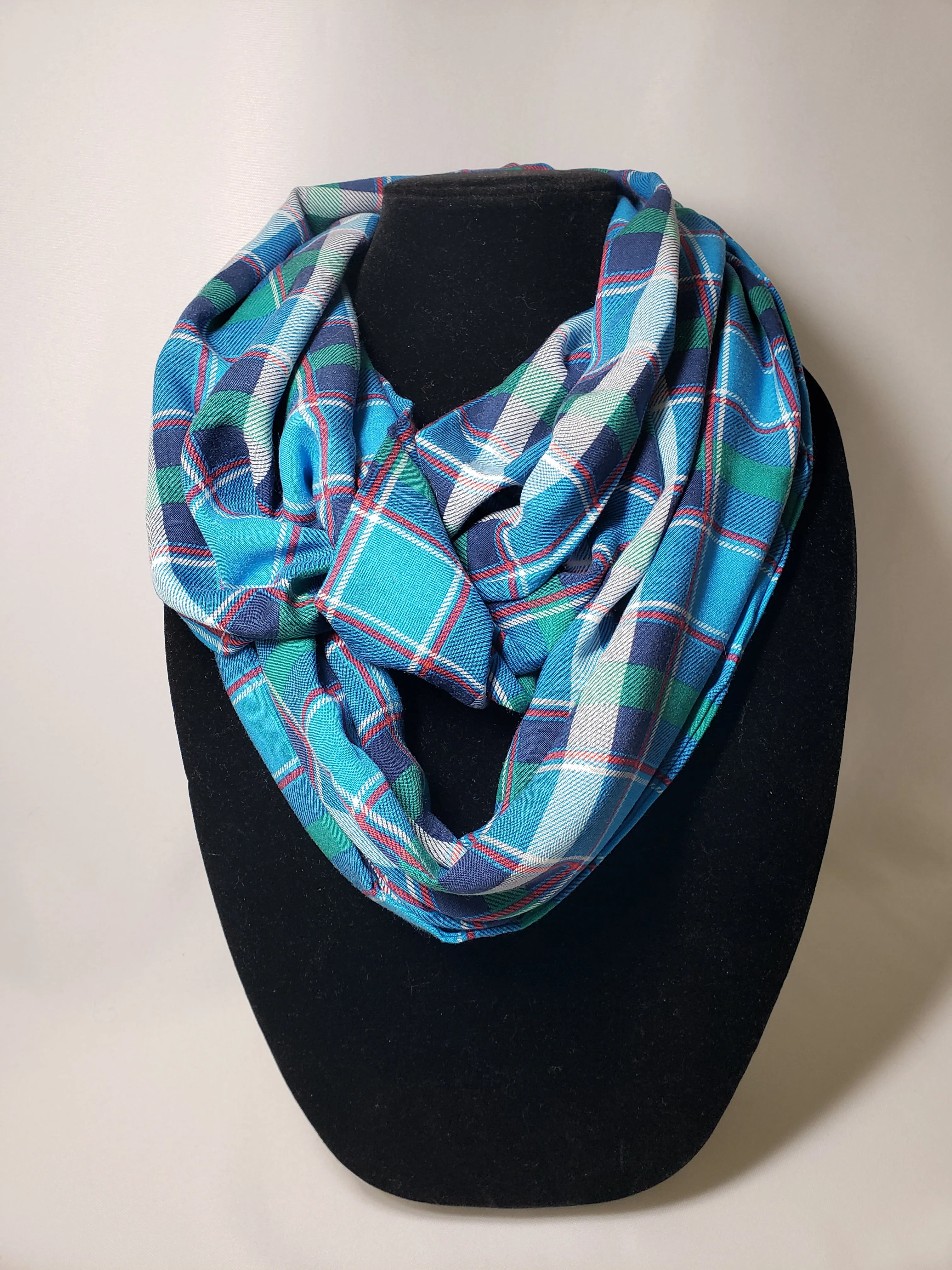 Lightweight Infinity Scarf in Bright Plaid