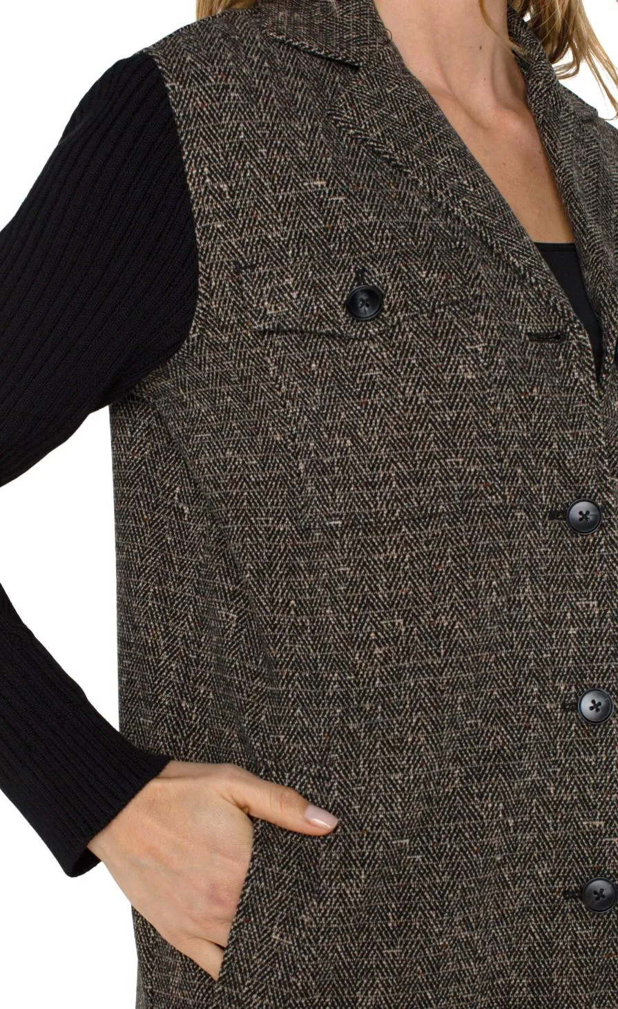 Liverpool Herringbone Coatigan Sweater