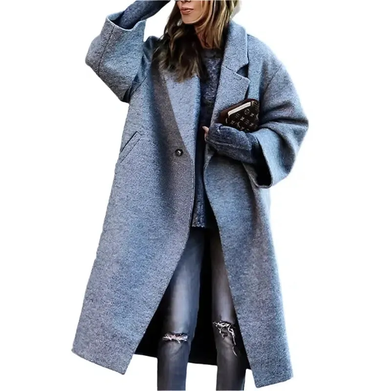 Long Sleeve Lapel Collar Trench Coat for Women