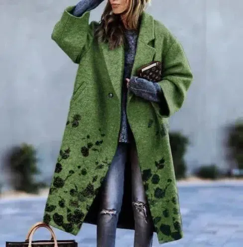 Long Sleeve Lapel Collar Trench Coat for Women