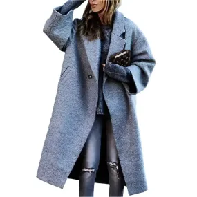 Long Sleeve Lapel Collar Trench Coat for Women