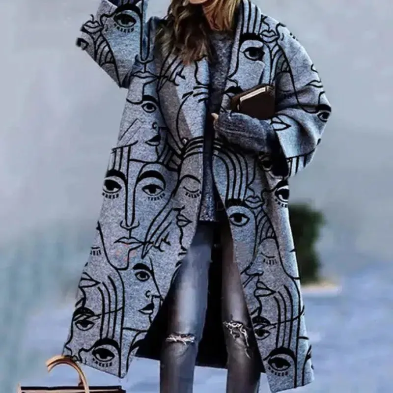 Long Sleeve Lapel Collar Trench Coat for Women