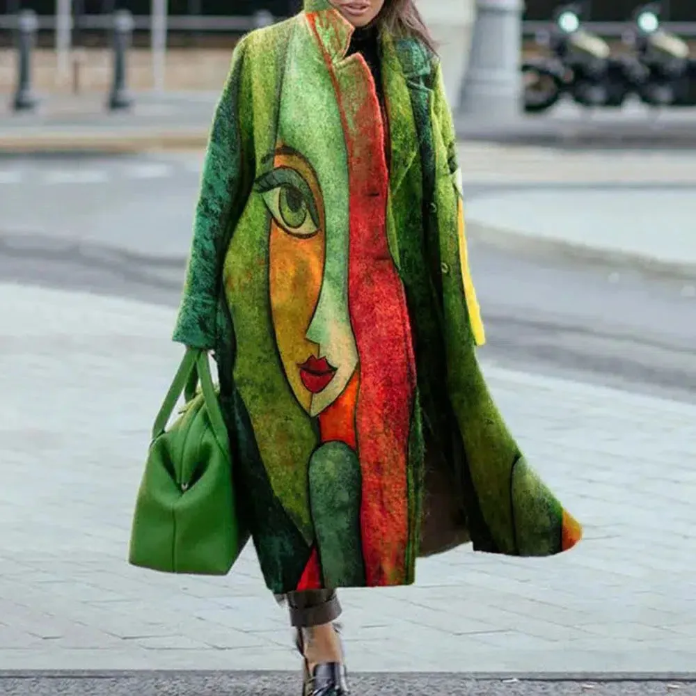 Long Sleeve Lapel Collar Trench Coat for Women