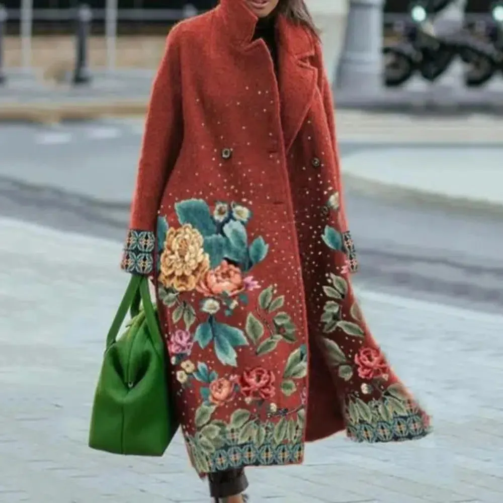 Long Sleeve Lapel Collar Trench Coat for Women