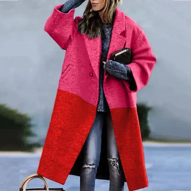 Long Sleeve Lapel Collar Trench Coat for Women
