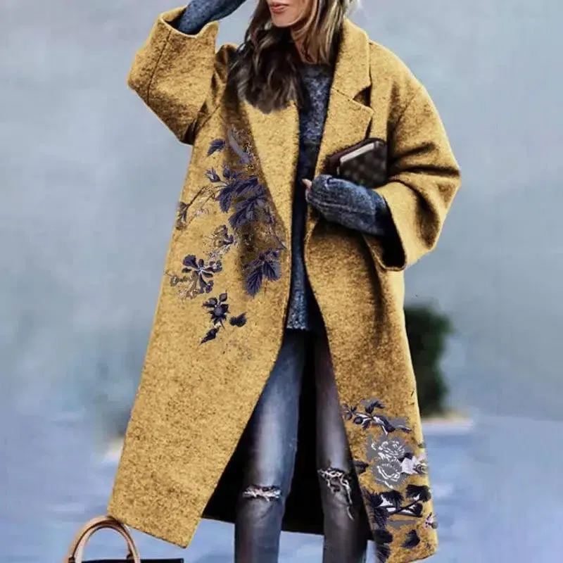 Long Sleeve Lapel Collar Trench Coat for Women