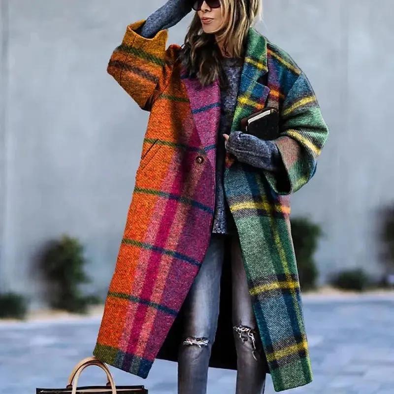 Long Sleeve Lapel Collar Trench Coat for Women