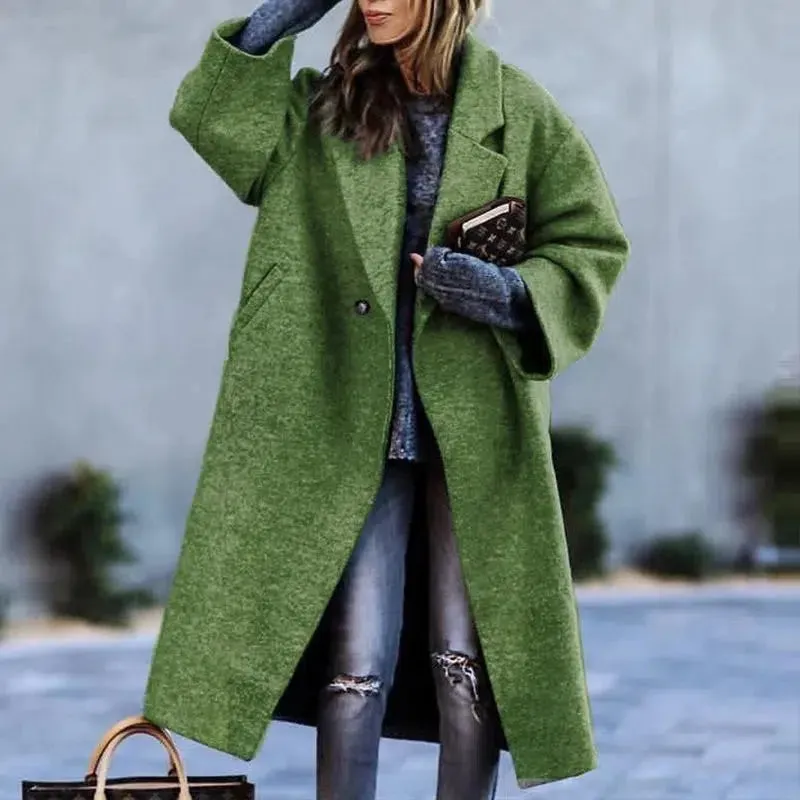 Long Sleeve Lapel Collar Trench Coat for Women
