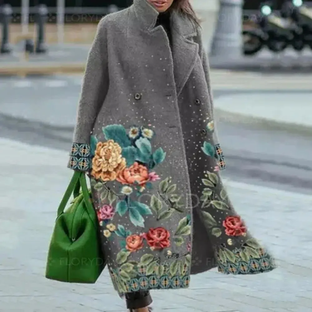 Long Sleeve Lapel Collar Trench Coat for Women