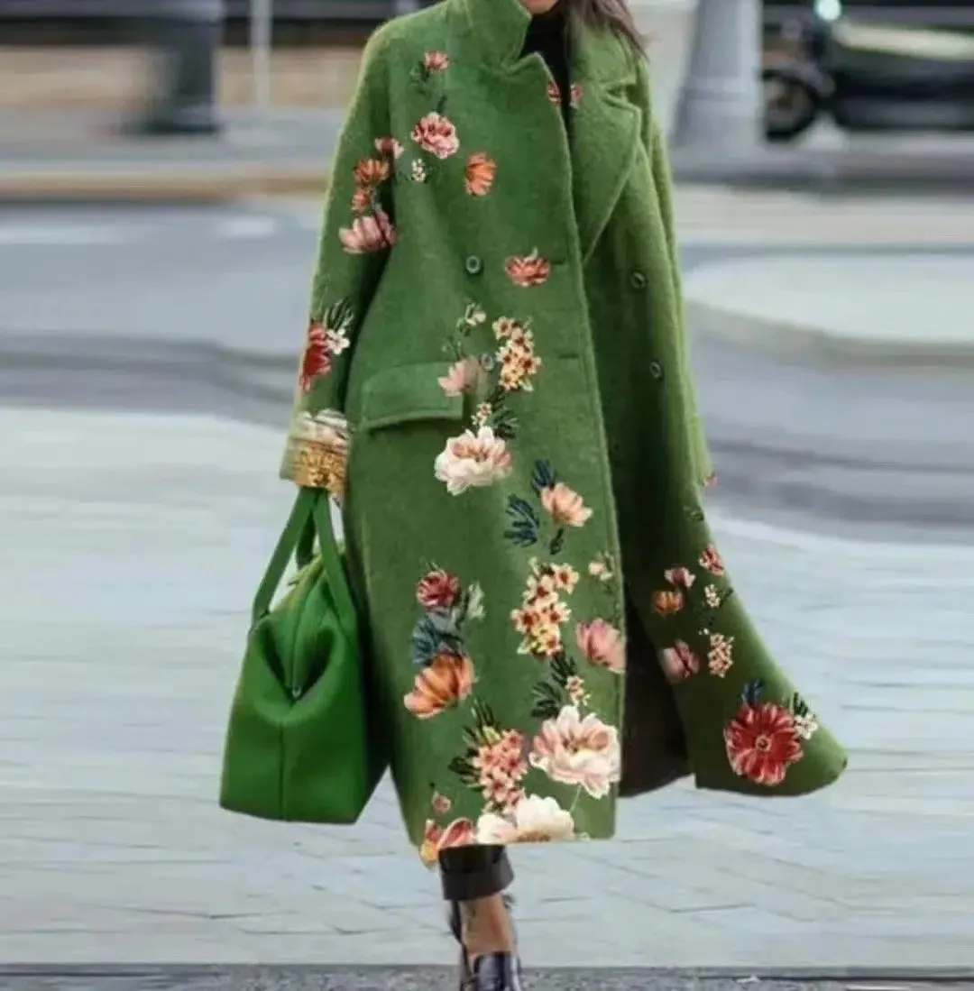 Long Sleeve Lapel Collar Trench Coat for Women