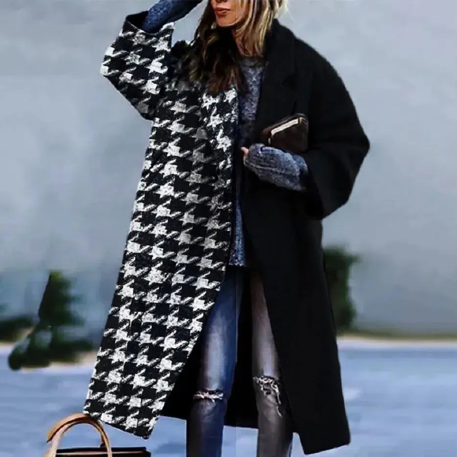 Long Sleeve Lapel Collar Trench Coat for Women