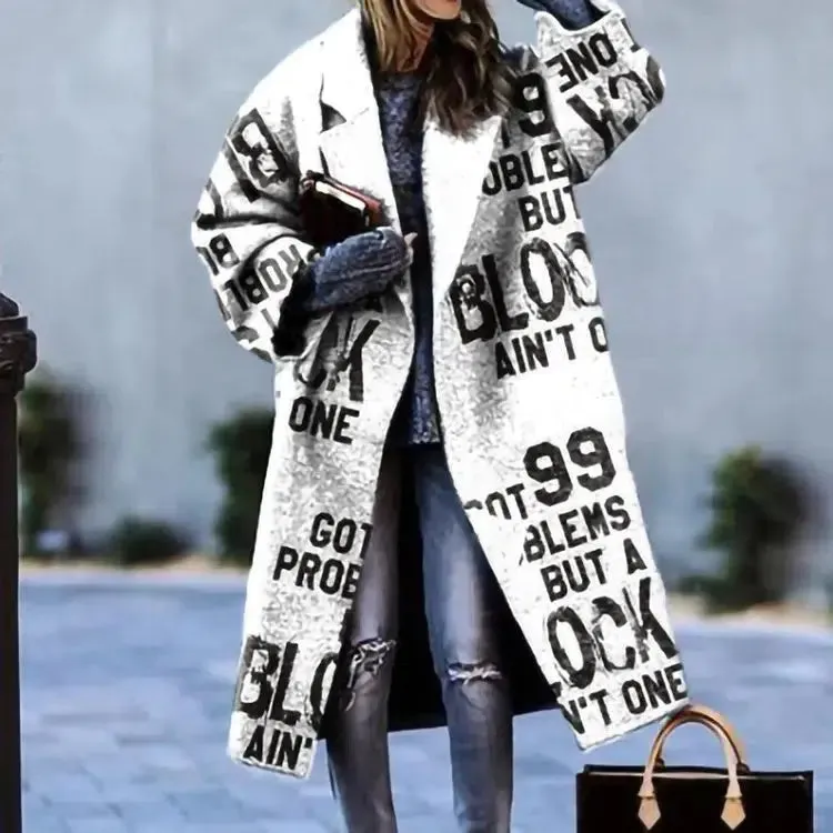 Long Sleeve Lapel Collar Trench Coat for Women