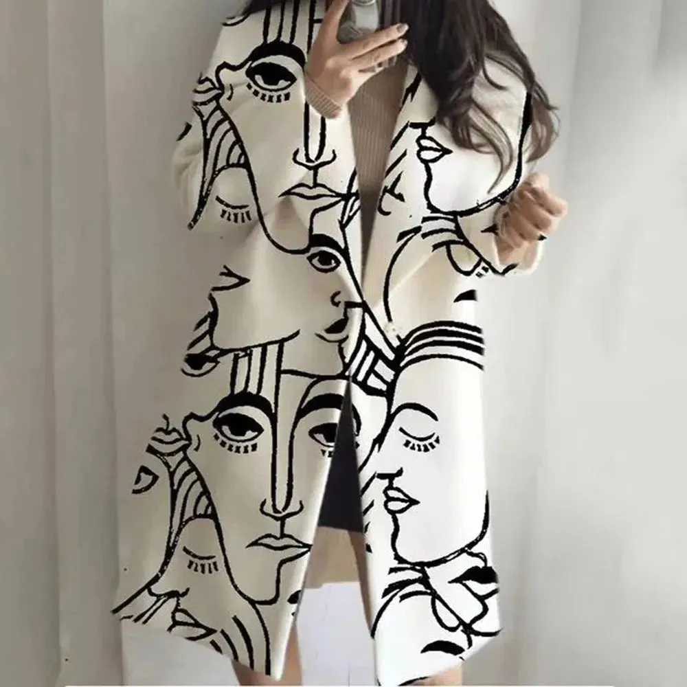 Long Sleeve Lapel Collar Trench Coat for Women
