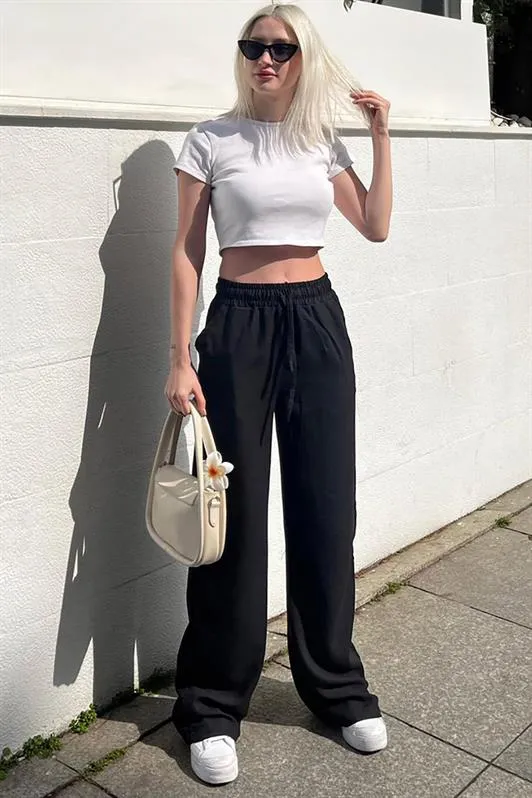 MDX Black High Waisted Wide Leg Women's Pants MG2011 - Apaseo el Alto