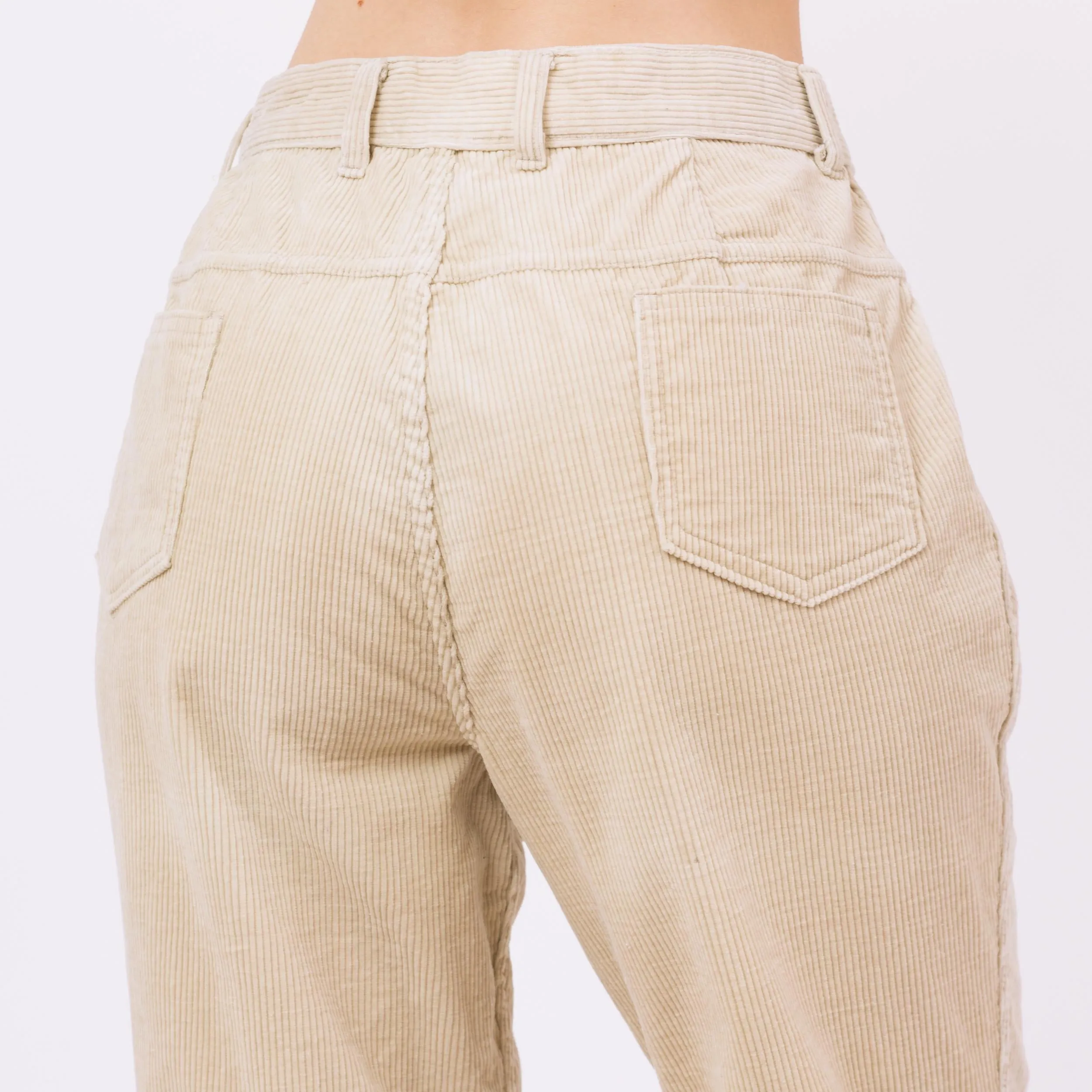 Medium 70s Minimalist Khaki Corduroy High Waisted Pants 27.5"