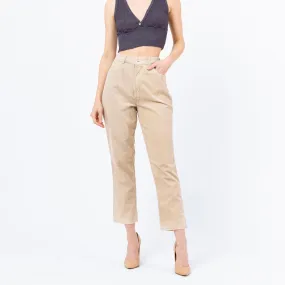 Medium 70s Minimalist Khaki Corduroy High Waisted Pants 27.5"