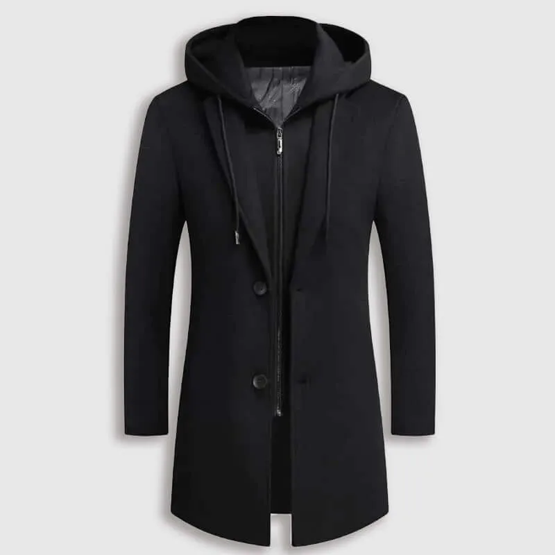 Men's Hooded Wool Coat