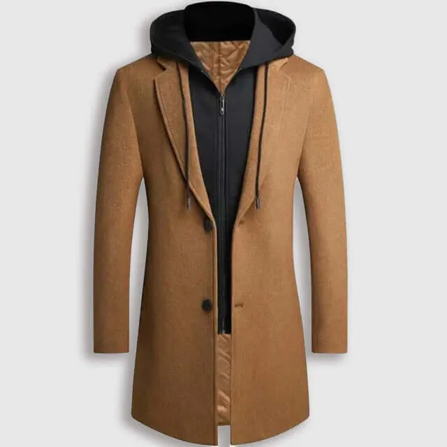 Men's Hooded Wool Coat