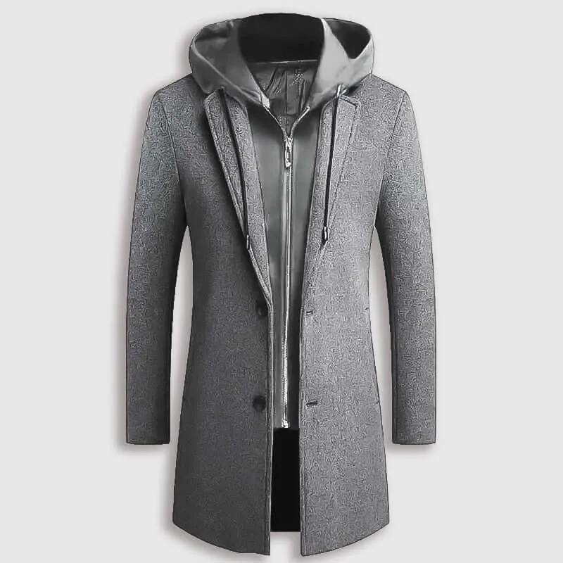 Men's Hooded Wool Coat