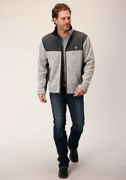 MENS OATMEAL SWEATER BONDED FLEECE JACKET