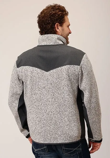 MENS OATMEAL SWEATER BONDED FLEECE JACKET