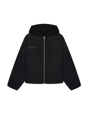 Mens Recycled Wool Fleece Reversible Bomber Jacket—black