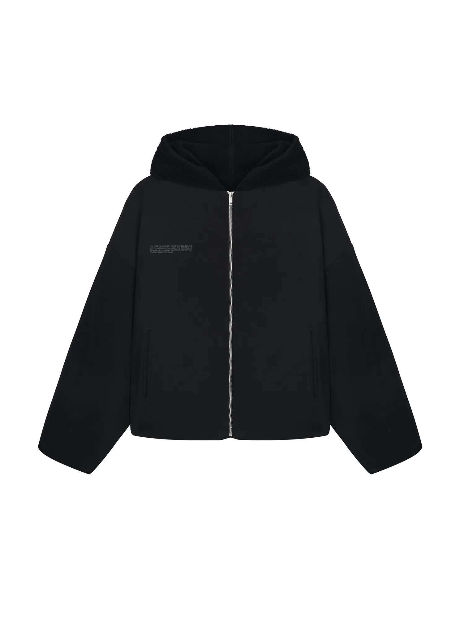 Mens Recycled Wool Fleece Reversible Bomber Jacket—black