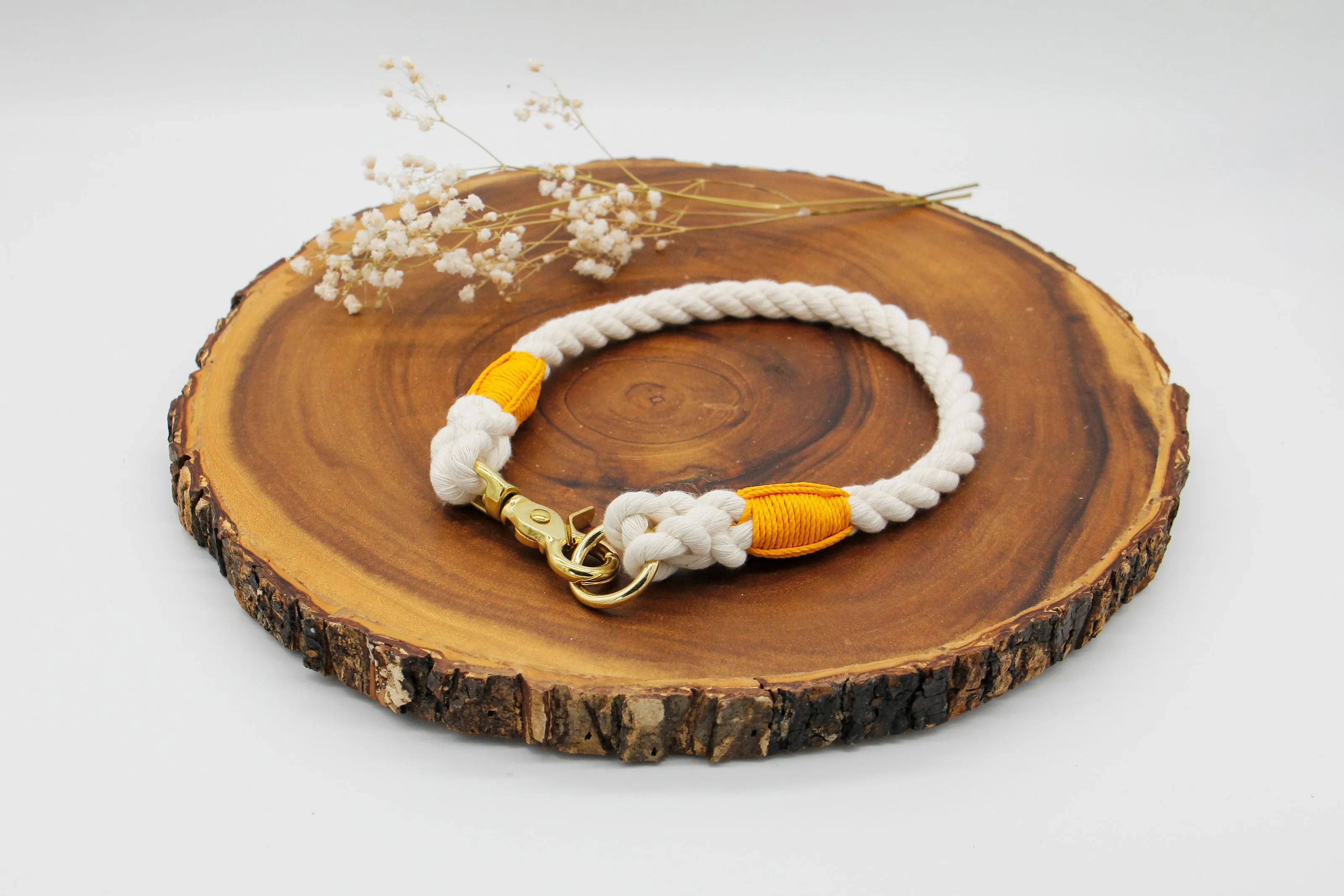 Natural Cotton Rope Dog ID Collar