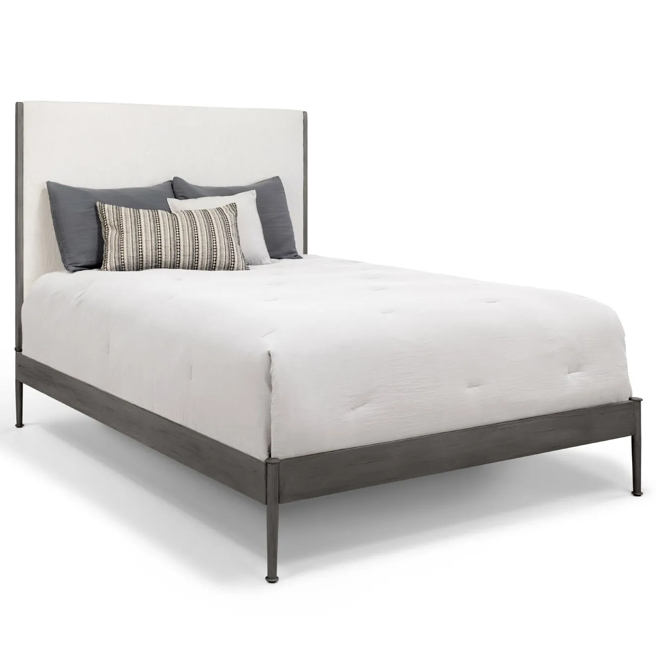 Nile Upholstered Iron Headboard with Metal Profile Platform Frame by Wesley Allen