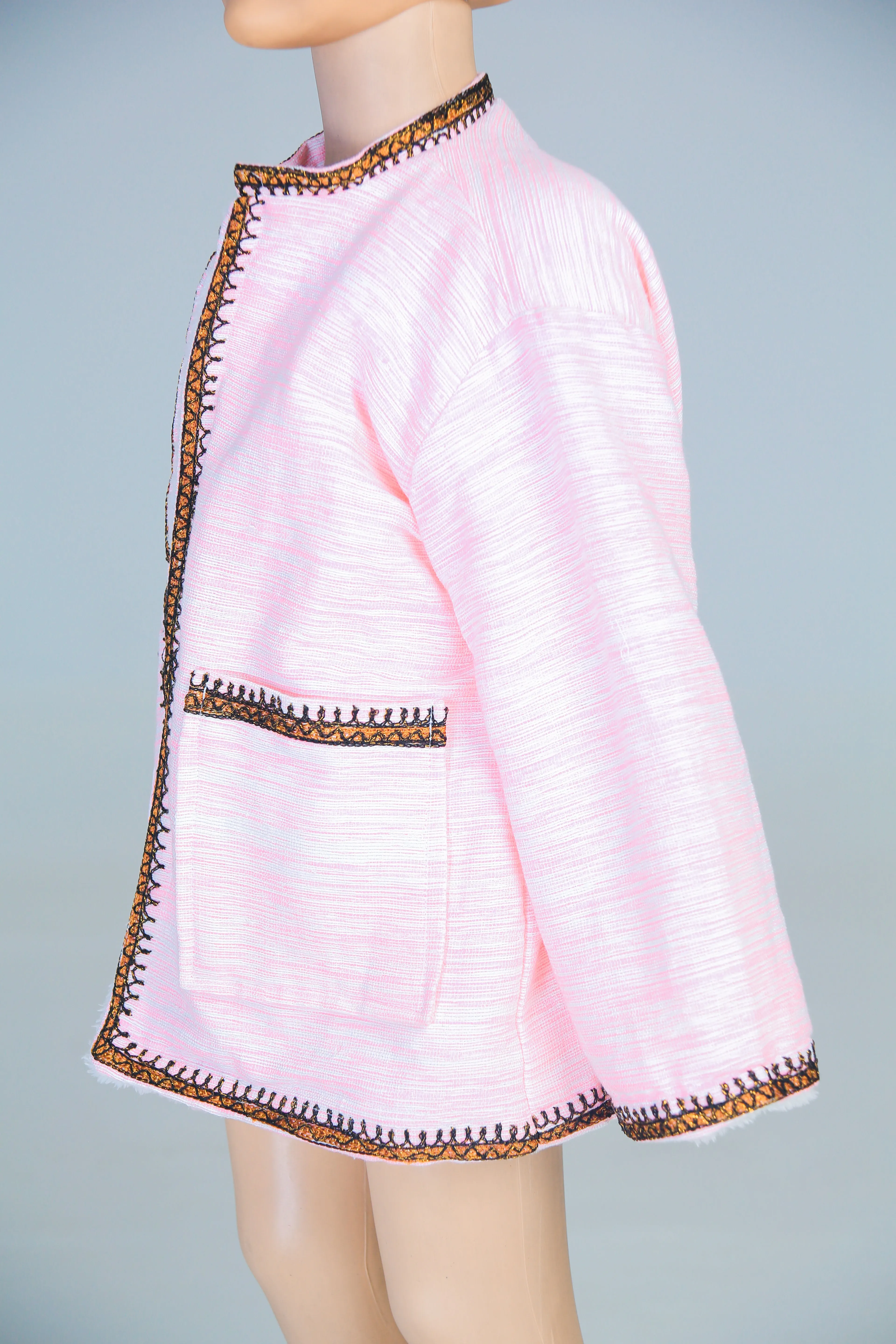 Short Collar Praying Hands Embroidery Handmade Cotten Night Robe