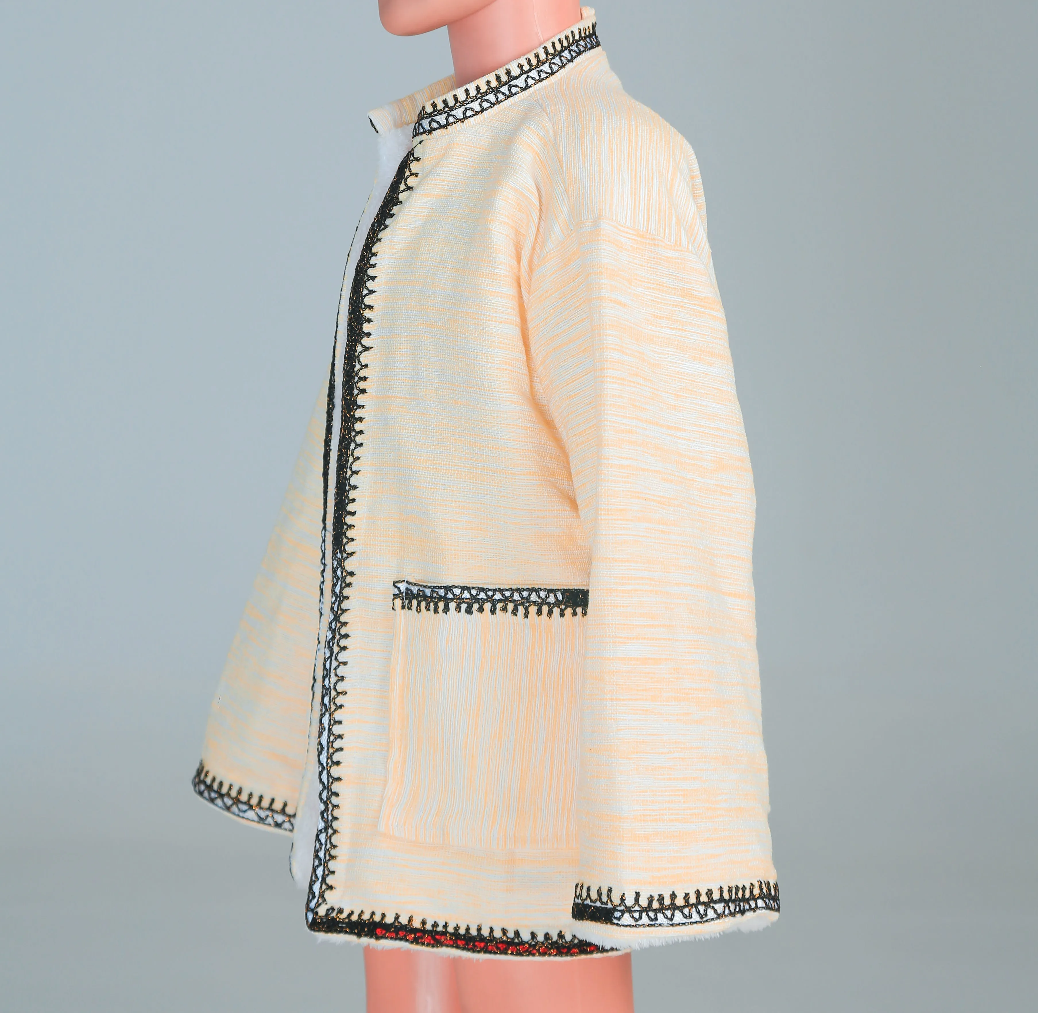 Short Collar Praying Hands Embroidery Handmade Cotten Night Robe